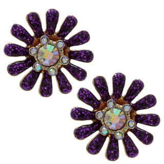 Betsey Johnson Purple Flower Drop Earrings
