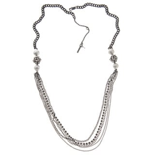 Kenneth Cole Silvertone Cubic Zirconia Beaded Long Necklace