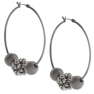Kenneth Cole Silver Multi-bead Hoop Earrings