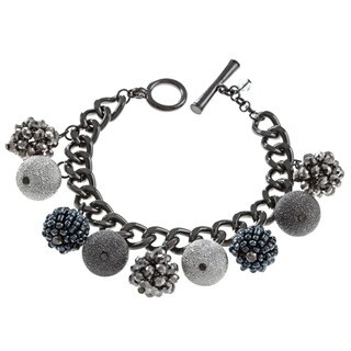 Kenneth Cole Silvertone Crystal Beaded Charm Bracelet