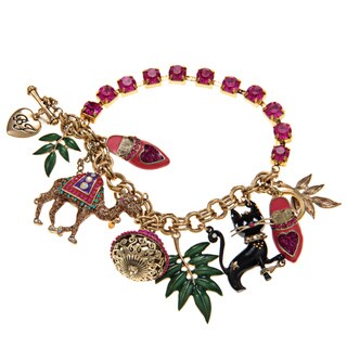 Betsey Johnson Camel Cat Toggle Charm Bracelet