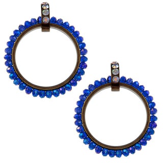 Betsey Johnson Blue Cubic Zirconia Hoop Earrings