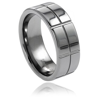 Daxx Men's Tungsten Polished Vertical and Horizontal Grooved Band (8 mm)