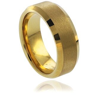 Daxx Men's Goldplated Tungsten Polished Center Beveled Edge Band (8 mm)