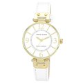 Anne Klein Women's Steel and White Leather Strap Watch