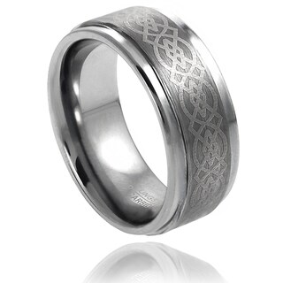 Daxx Men's Tungsten Brushed Engraved Celtic Pattern Band (9 mm)
