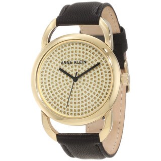 Anne Klein Women's Steel Black Calf Skin Strap Watch