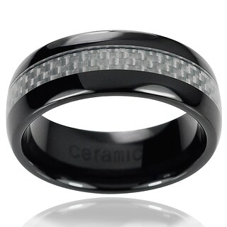 Vance Co. Ceramic White Carbon Fiber Inlay Band (8 mm)