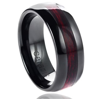 Daxx Ceramic Burgundy Wood Inlay Band (8 mm)