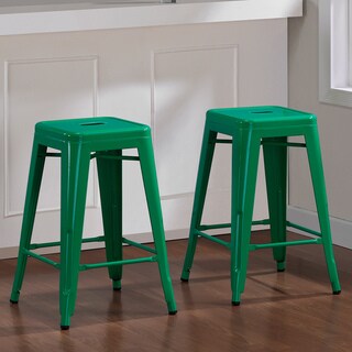 Tabouret 24-inch Emerald Metal Counter Stools (Set of 2)