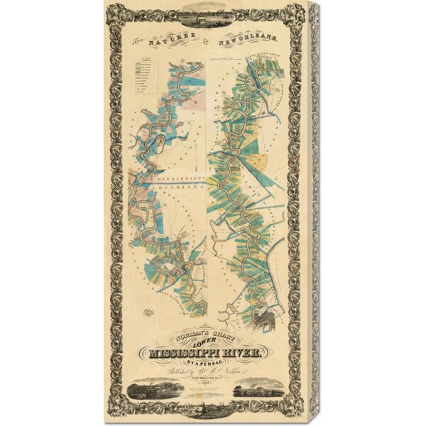 Global Gallery B.M. Norman 'Chart of The Lower Mississippi River, 1858' Stretched Canvas Art
