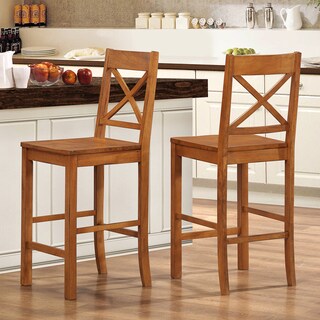 Antique Brown Solid Wood Barstools (Set of 2)