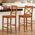 Antique Brown Solid Wood Barstools (Set of 2)