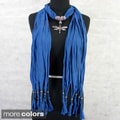 Fashion Jewelry Scarf with Silvertone Dragonfly Pendant