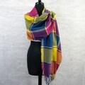 Multicolor Block Plaid Scarf/ Wrap Shawl
