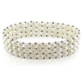 Miadora Silvertone White Freshwater Pearl Stretch Bracelet (5-5.5 mm)