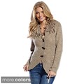Elan Women's Poodle Collar Button-front Sweater