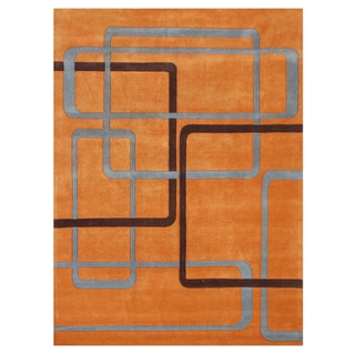 Handmade Orange Wool Rug (8' x 10')
