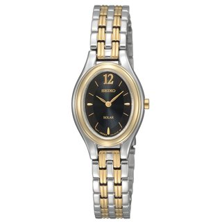 Seiko Women's Solar Black Dial Two-tone Bracelet Watch