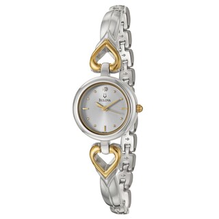 Bulova Women's 'Diamonds' Stainless Steel Goldtone Hearts Watch
