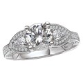14k White Gold CZ and 1/2ct TDW Diamond Engagement Ring (G-H, SI1-SI2)