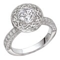 14k White Gold CZ and 1/5ct TDW Diamond Halo Engagement Ring (G-H, SI1-SI2)