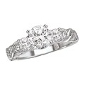 14k White Gold CZ and 1/2ct TDW Diamond Engagement Ring (G-H, SI1-SI2)