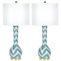 Chevron Long Neck Ceramic 1-light Marine Blue Table Lamps (Set of 2)