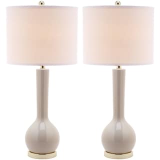 Safavieh Mae Long Neck Ceramic 1-light Pearl White Table Lamps (Set of ...