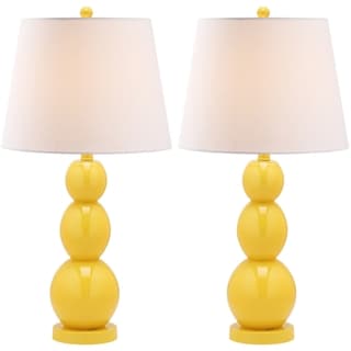 Table Lamp Yellow Light Safavieh Jayne Three Sphere Glass 1-light Yellow Table Lamps (Set of 2)