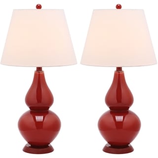 Cybil Double Gourd 1-light Red Table Lamps (Set of 2)