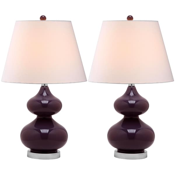 Safavieh Lighting 24inches Eva Double Gourd Glass Dark Purple Table