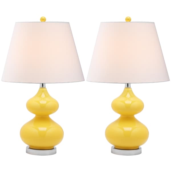 Safavieh Eva Double Gourd Glass Yellow 1-light Table Lamps (Set of 2 ...