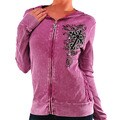 Vocal Women's Rhinestone Cross Accent Zip-up Top