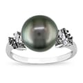 Miadora 10k Gold Tahitian Pearl and 1/8ct TDW Diamond Ring (H-I, I2-I3) (9-9.5 mm)