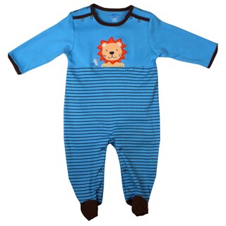 Bon Bebe Newborn Boy's Light Blue Lion Coverall