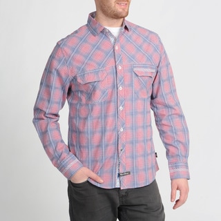 English Laundry Men's Red Plaid Button-front Shirt