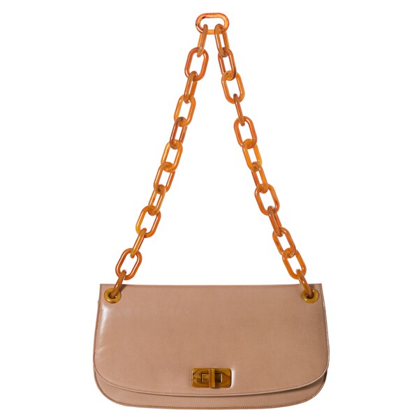 Prada \u0026#39;Madras\u0026#39; Beige Chain Style Strap Shoulder Bag - 15000628 ...