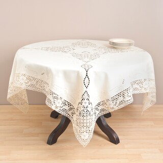 Ecru Embroidered Cutwork 72-inch Tablecloth
