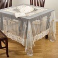 Ecru Embroidered and Beaded 90-inch Round or Square Tablecloth
