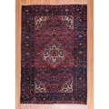 Persian Hand-knotted Tribal 1940's Hamadan Red/ Ivory Wool Rug (3'4 x 5'3)