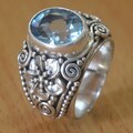 Sterling Silver 'Blue Frangipani' Blue Topaz Ring (Indonesia)