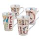 Konitz 'Peace, Dream, Love' Porcelain Mugs (Set of 4)