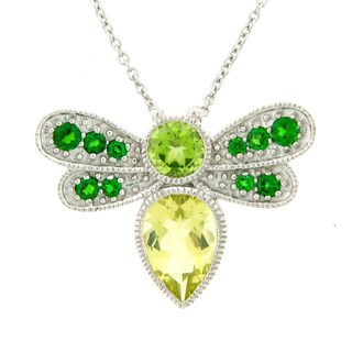 Meredith Leigh Sterling Silver Multi-gemstone Dragonfly Necklace