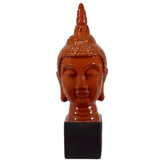 Large Orange Ceramic Buddha Statuette