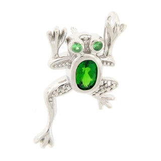 Meredith Leigh Sterling Silver Chrome Diopside and Tsavorite Frog Pin