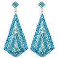 Kate Marie Silvertone Aqua Blue Rhinestone Fashion Earrings