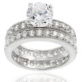 Tressa Sterling Silver Round Cubic Zirconia Bridal-style Ring Set