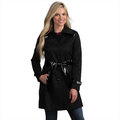 Via Spiga Women"s Black Mixed Media Trench Coat