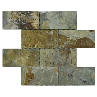 SomerTile 11.75x11.75-in Ridge Subway Sunset Slate Mosaic Tile (Pack of 5)